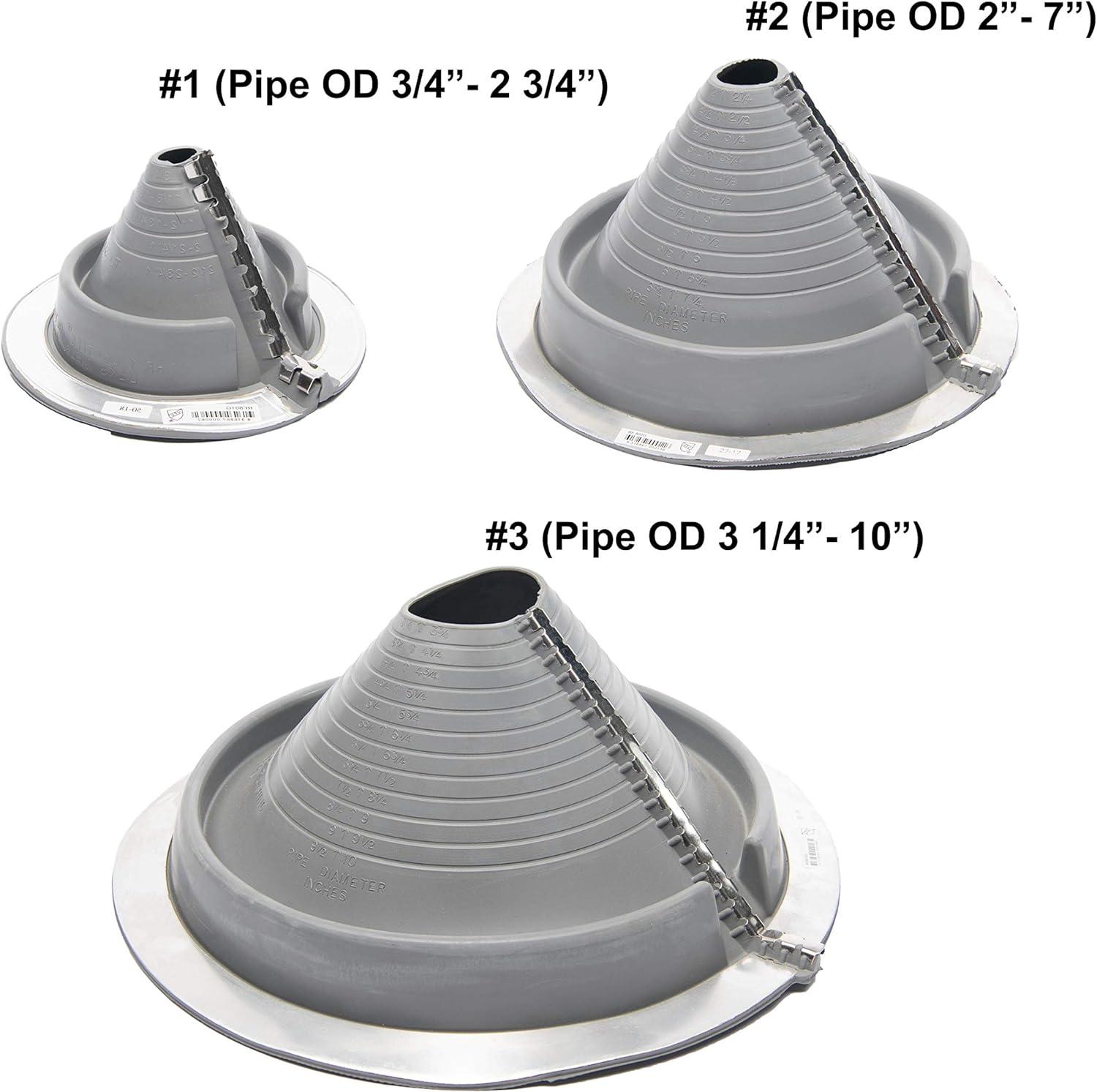 Dektite Flexible Roofing Pipe Flashing Retrofit Split Zipper Boots