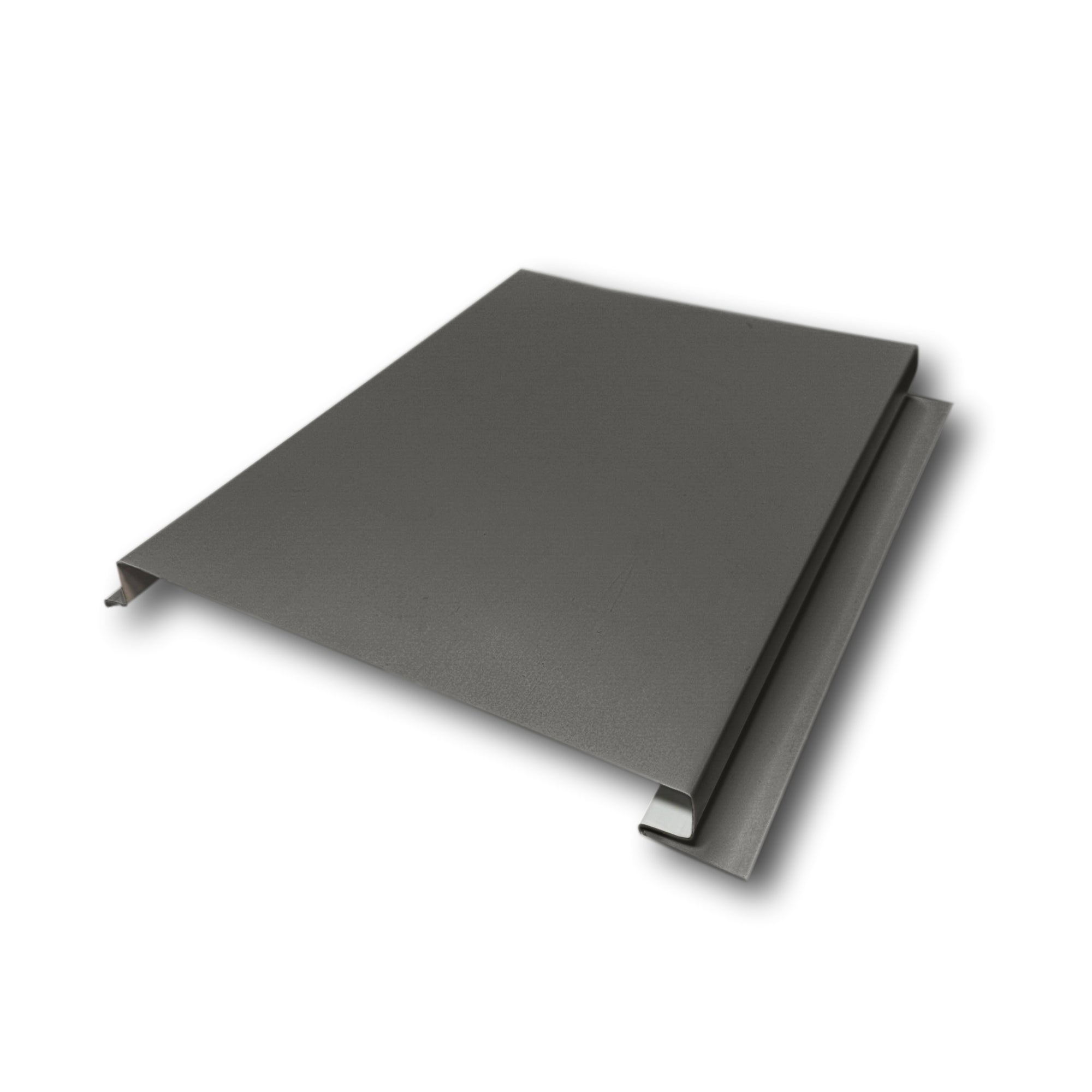 An Aluminum Soffit Panel on a white background that has a Smooth texture, a Solid design, and is Dark Bronze in color.