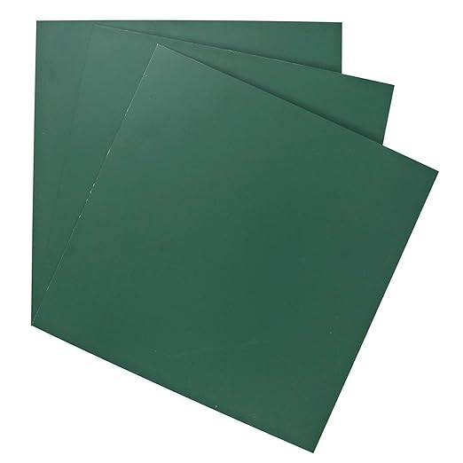 A spread of 3 Sheet Metal Squares that are Forest Green Painted Steel.